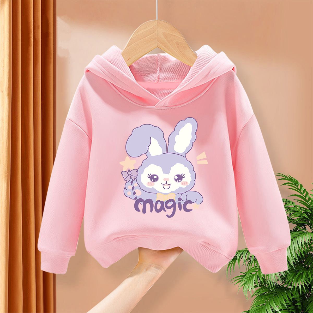 Girls' sweatshirts, spring and autumn styles,  new fashionable children's hooded autumn clothes, casual pullover tops for older girls