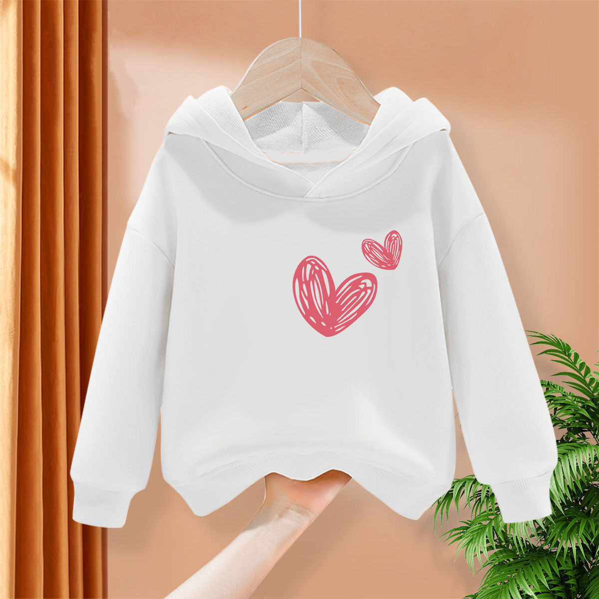 Girls' sweatshirts, spring and autumn styles,  new fashionable children's hooded autumn clothes, casual pullover tops for older girls