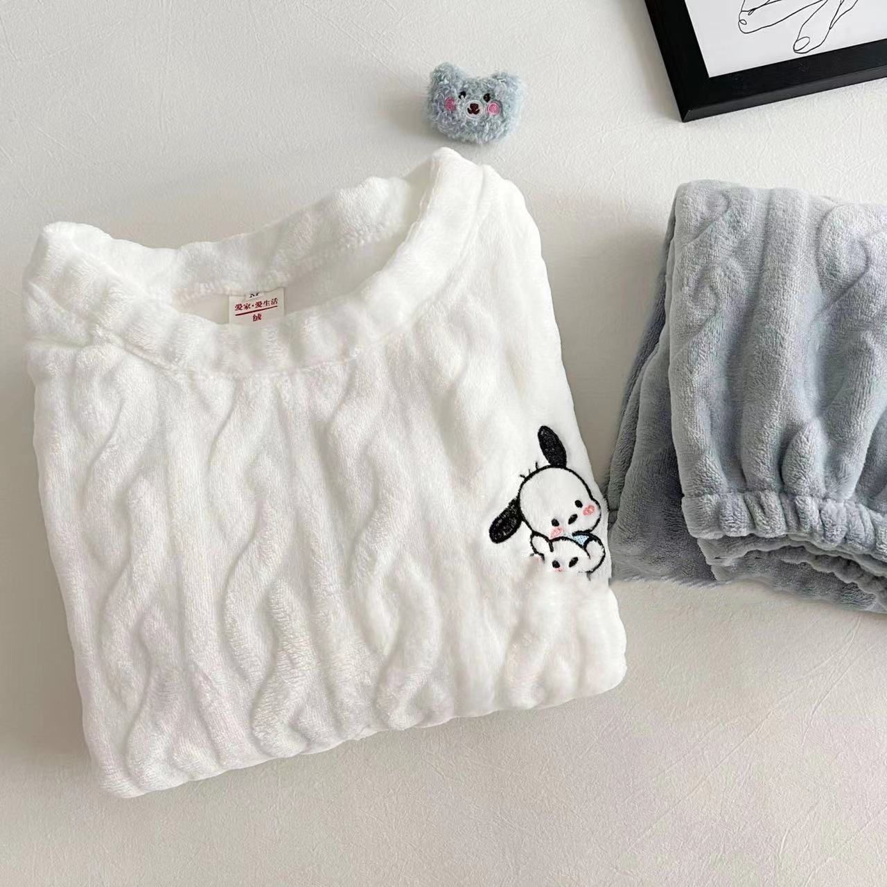 珊瑚絨睡衣女秋冬季新款ins加絨加厚法蘭絨可外穿家居服套裝冬天