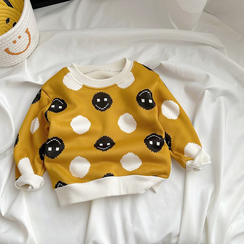 Children's fashionable fleece T-shirts for autumn and winter new boys' sweaters thickened long-sleeved clothes girls' warm clothing children's clothing