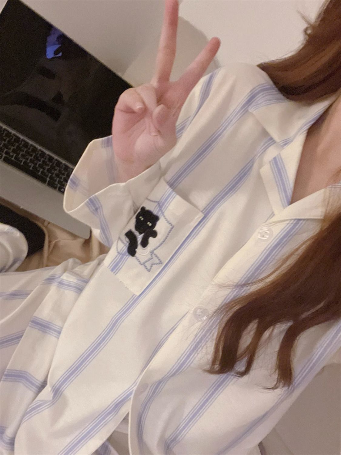 簡約條紋睡衣女春秋新款ins風長袖長褲學生可外穿秋季居家服套裝