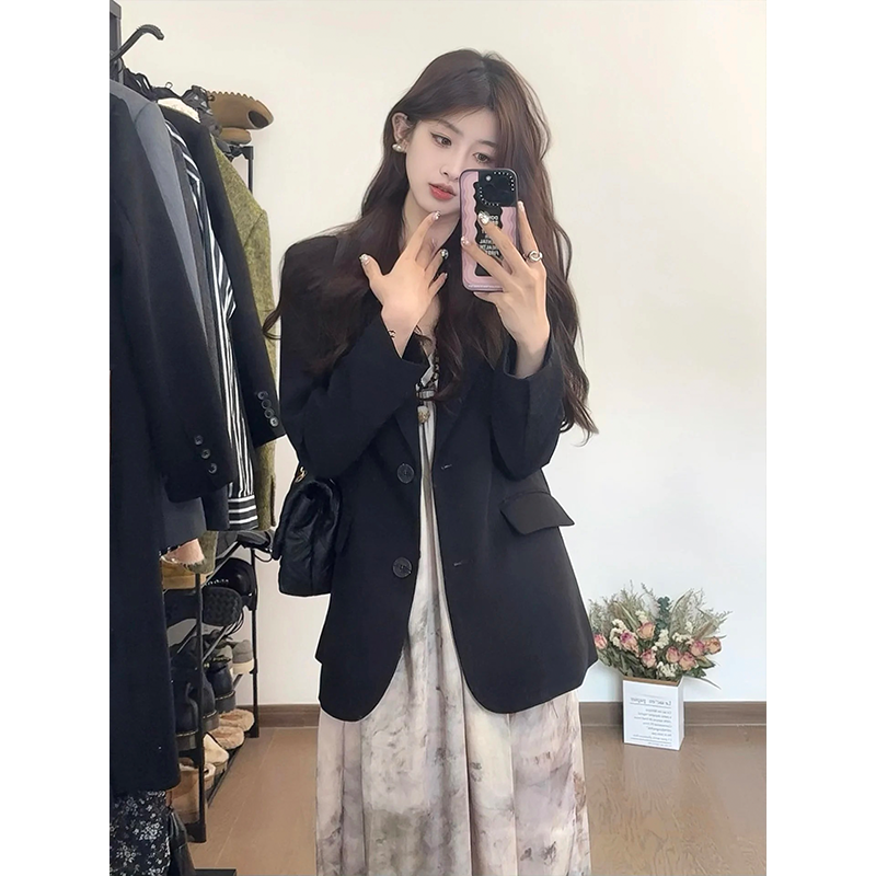 Oversize black suit jacket for women 2023 spring and autumn new Korean style casual small loose small suit