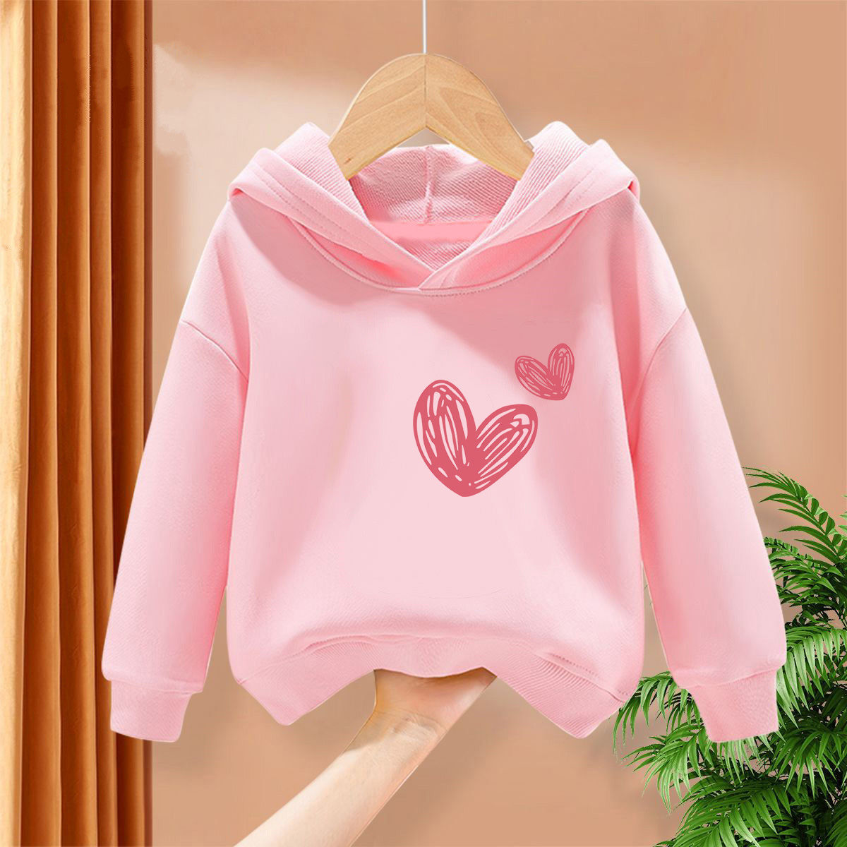 Girls' sweatshirts, spring and autumn styles,  new fashionable children's hooded autumn clothes, casual pullover tops for older girls