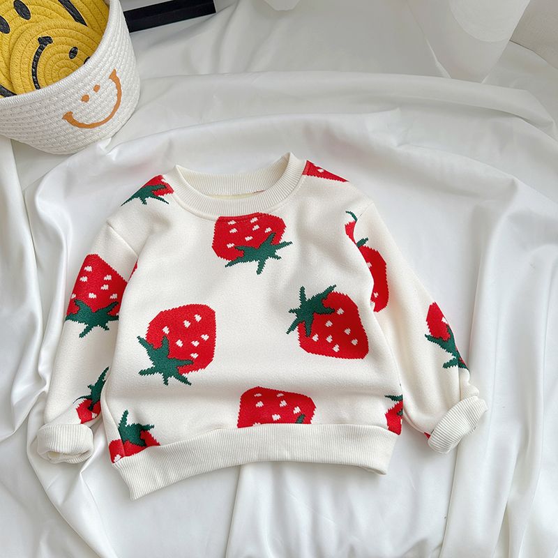 Children's fashionable fleece T-shirts for autumn and winter new boys' sweaters thickened long-sleeved clothes girls' warm clothing children's clothing