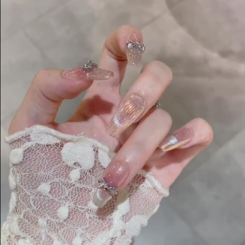 【Nail家】異域舞姬~貓眼極光美甲蝴蝶腮紅假指甲手工穿戴甲甲片