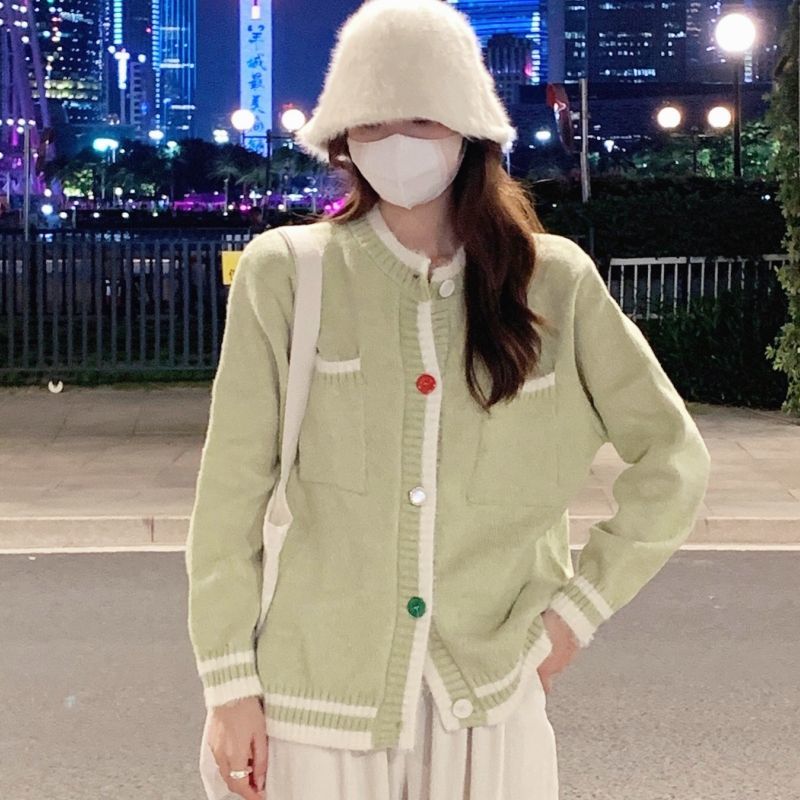 2023秋冬季新款韓系穿搭軟糯溫柔風設計感甜美針織開衫毛衣外套女