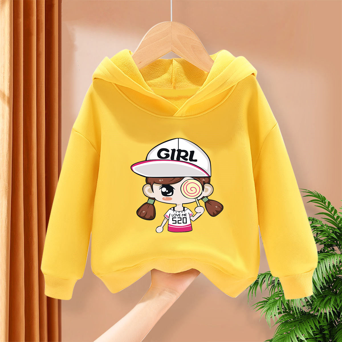 Girls sweatshirt spring and autumn  new autumn little girl hooded autumn clothing thin style children's long-sleeved tops