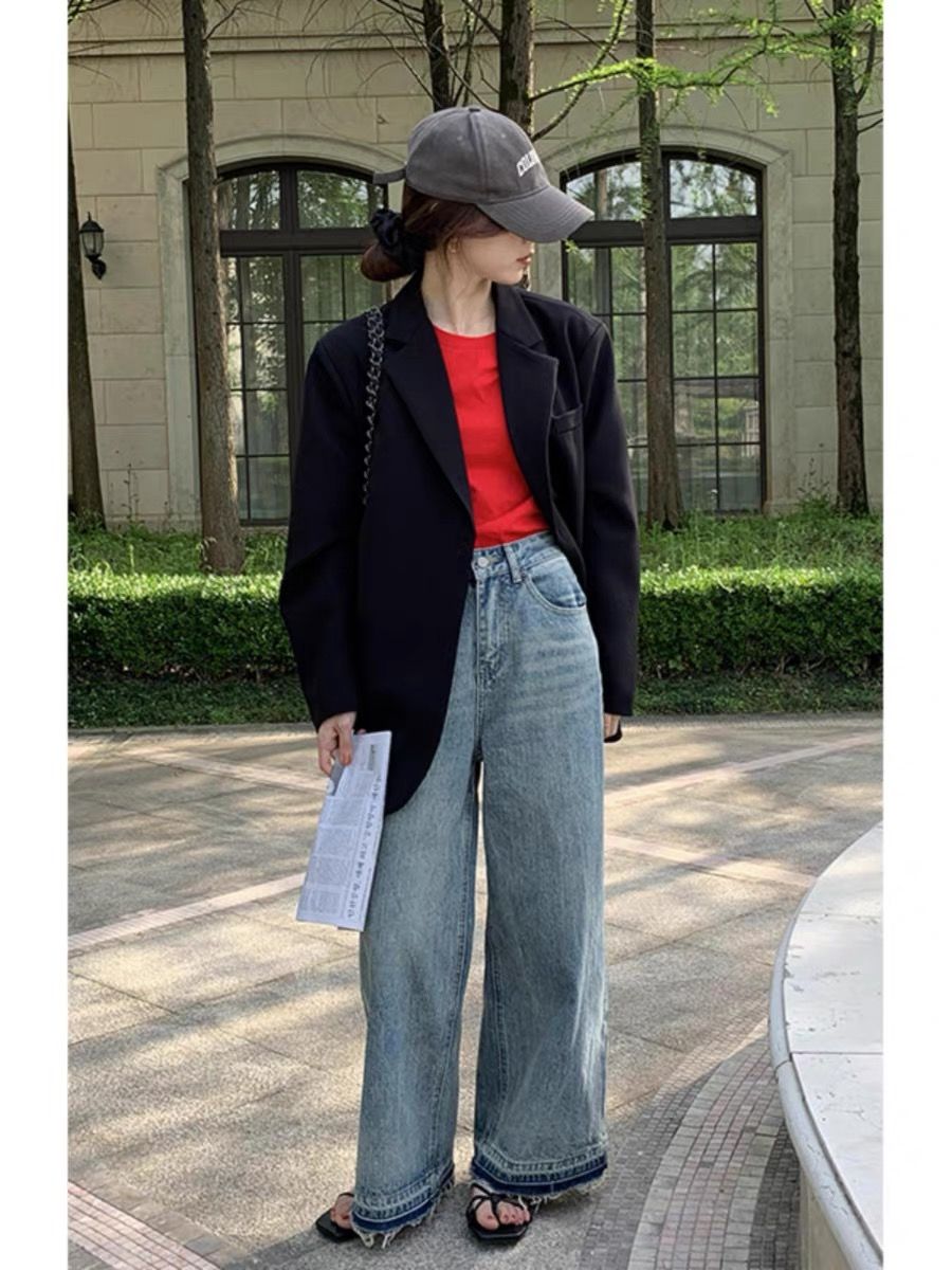 Black suit jacket for women 2023 autumn new Korean style casual high-end sense small design small suit top