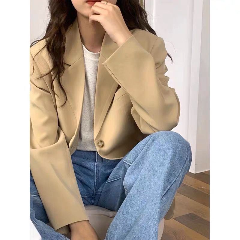 Small suit jackets for women 2023 spring and autumn new suit tops casual mid-length preppy style small people are popular this year