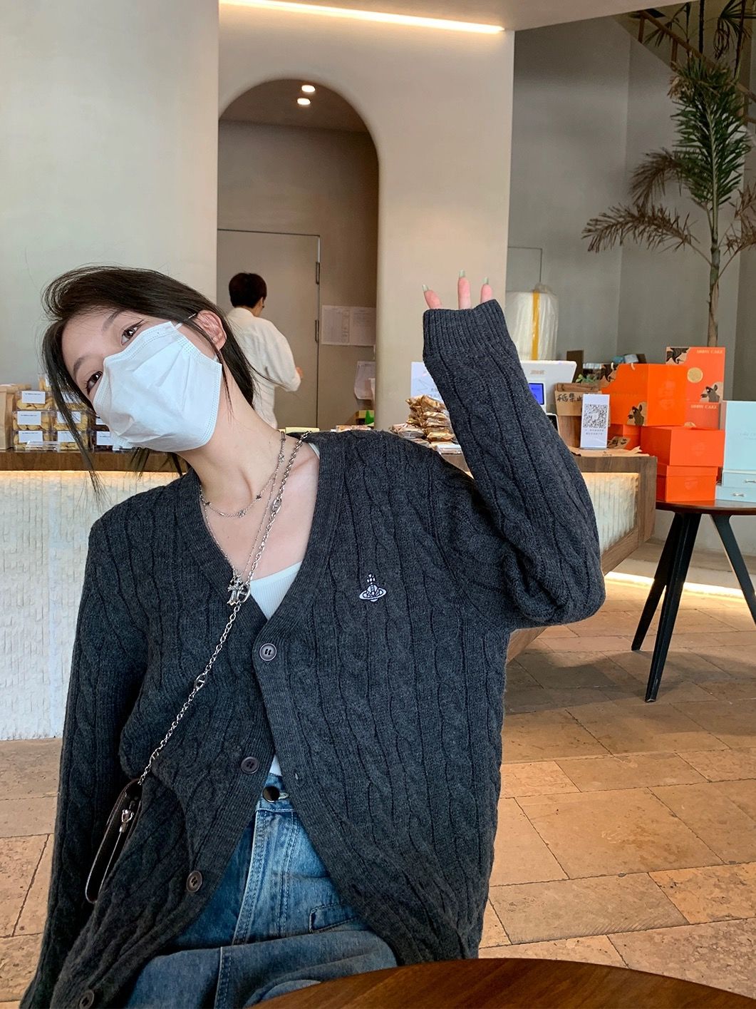 MINETTE秋冬毛衣女新款外套慵懶寬鬆復古開衫軟糯麻花V領針織上衣