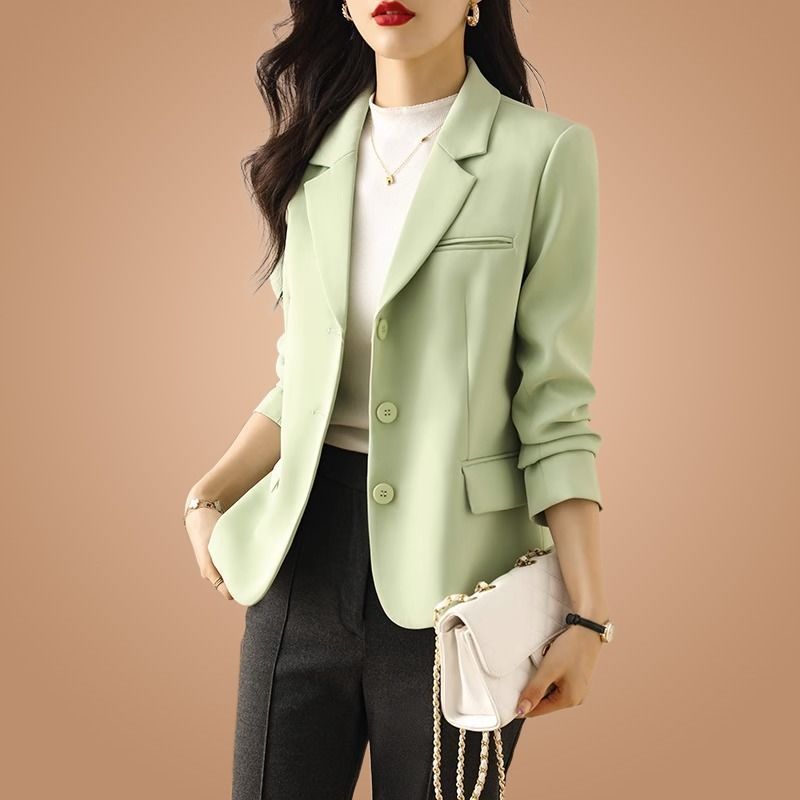 Spring and Autumn small blazer women's high-end fashion temperament casual tall goddess style short suit top