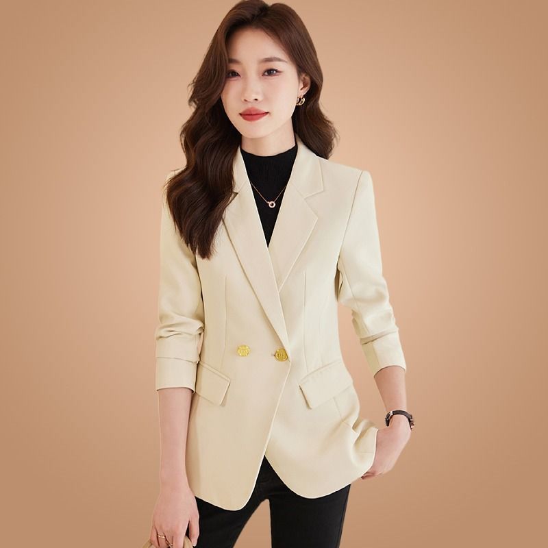 Off-white small suit jacket ladies all-match 2023 spring and autumn new slim waist casual temperament suit jacket