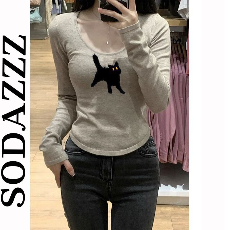 v領長袖t恤女裝2023年早秋季新款洋氣別致內搭緊身上衣短款打底衫
