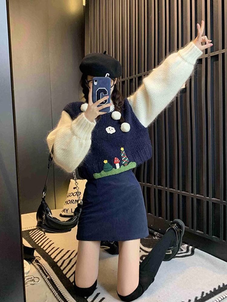 秋季款炸街時尚港風輕奢高級感復古小洋裝小香風半身裙兩件套裝女