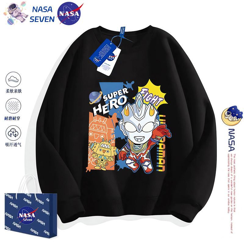 NASA卡通澤塔奧特曼衛衣兒童秋冬季純棉長袖男孩洋氣中大童裝上衣