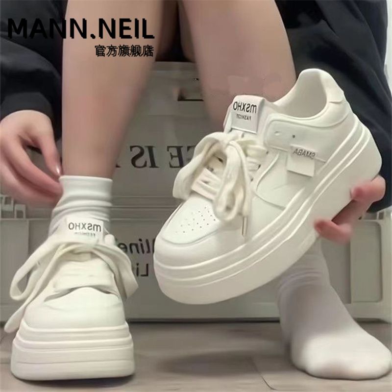Mann Neil校園超輕百搭板鞋女新款ins美式小白鞋子學生休閒鞋潮女