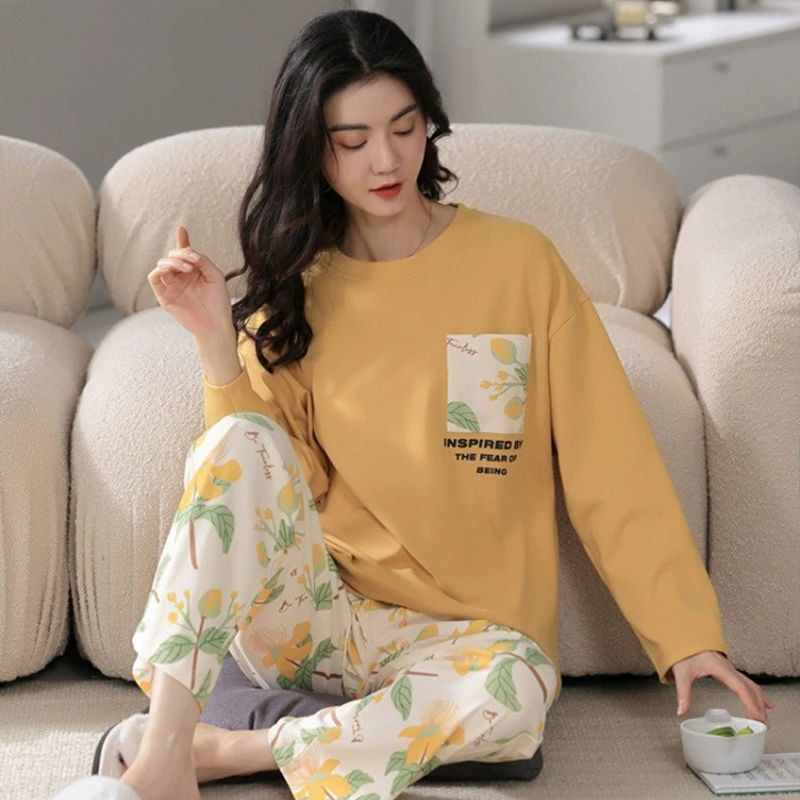 睡衣女士春秋季長袖長褲2023年新款秋季薄款網紅大碼可外穿家居服