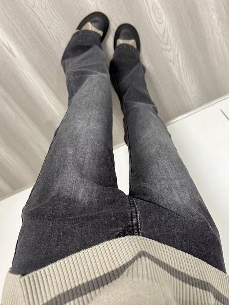 美式復古微喇叭牛仔褲女春秋小個子高腰顯瘦彈力高街拖地馬蹄褲潮
