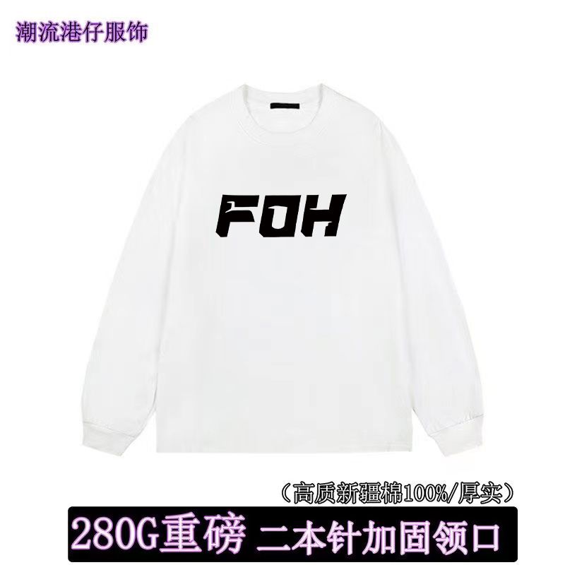 280G重磅純棉歐美街頭風字母印花長袖T恤男秋季寬鬆情侶百搭上衣