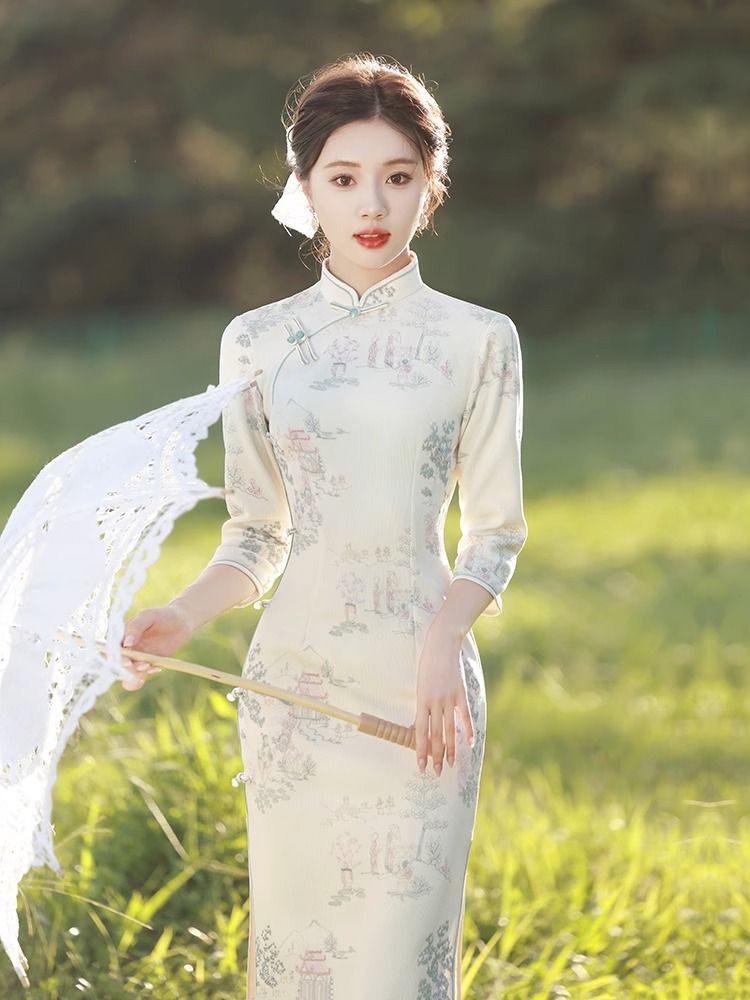 改良版旗袍2023新款氣質少女年輕款連衣裙高端新中式日常可穿秋季