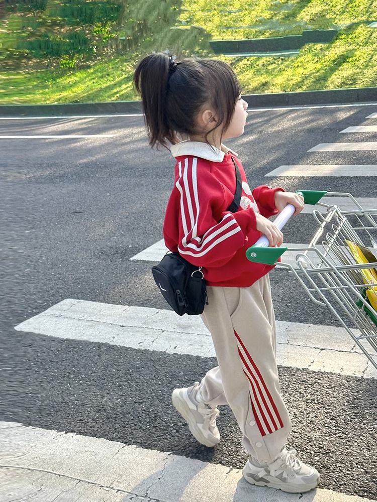 女童褲子兒童秋裝運動褲春秋童裝2023新款衛褲時髦洋氣韓版秋季