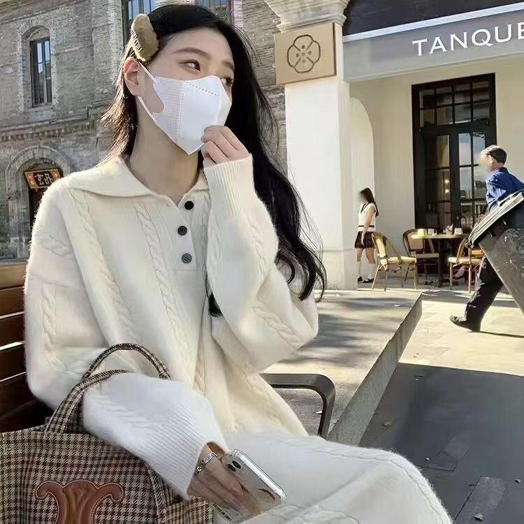 高級感超好看毛衣裙女秋冬新款別致寬鬆慵懶風長款顯瘦針織連衣裙