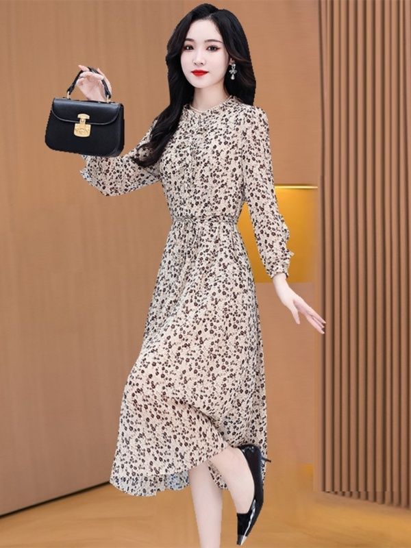 長袖連衣裙女2023新款春秋時尚減齡高端奢華氣質媽媽名媛裙子秋季