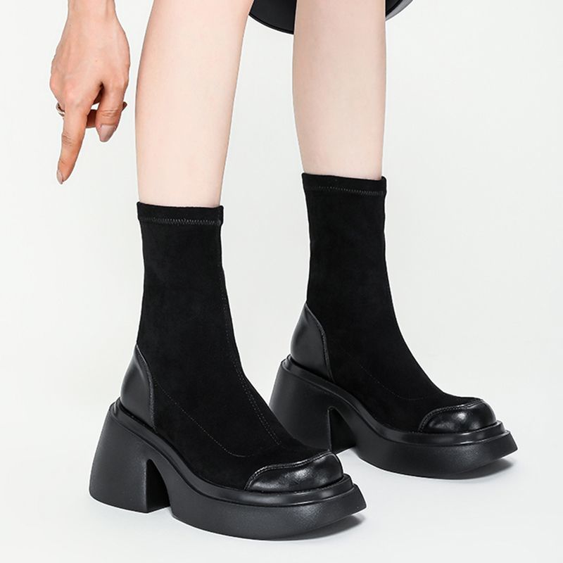 Stretch Slim Boots Women's Summer Thin Sleeve Short Boots 2023 Autumn New Fashion Versatile Internet Celebrity Fashion Martin Boots