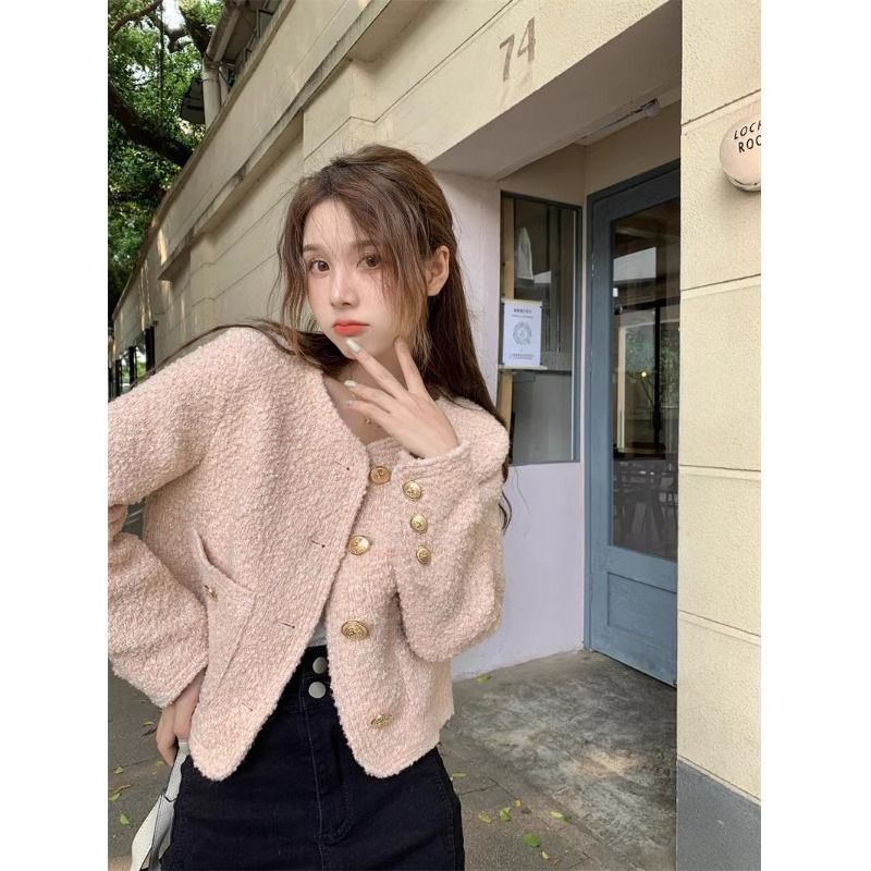 2023 autumn and winter new style Xiaoxiangfeng fashion versatile long-sleeved temperament jacket women's slim short loose top trendy