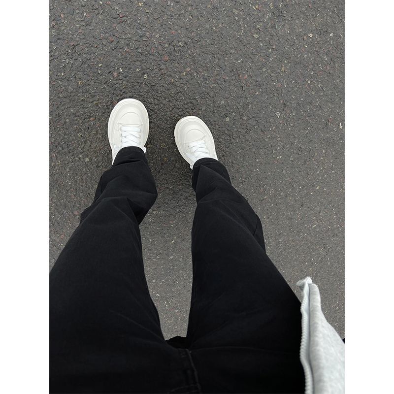 cleanfit黑色牛仔裤高街美式复古vibe微喇裤男生显高窄版直筒长裤