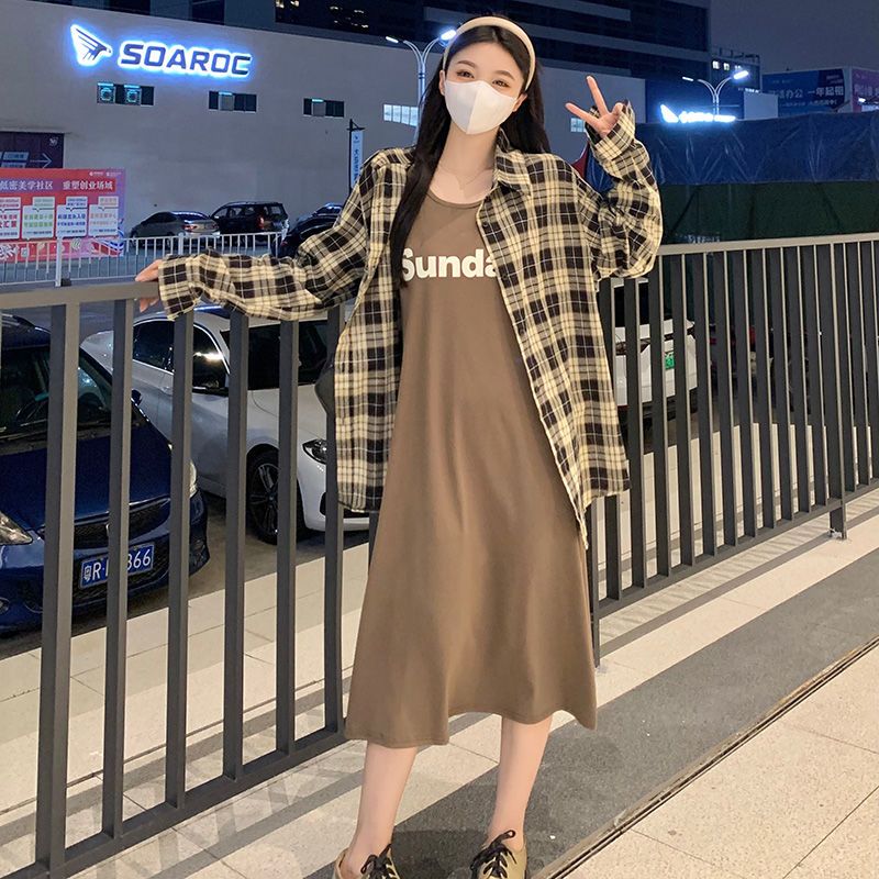 秋季女裝港風復古格子襯衫女長袖早秋外套氣質寬鬆襯衣上衣女洋氣