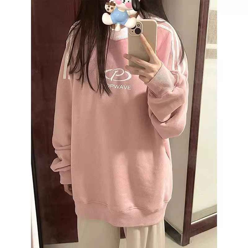 美式復古國潮牌插肩衛衣女秋冬高級感超好看oversize寬鬆長袖上衣