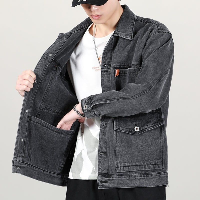 撿漏工作服男工裝牛仔夾克幹活耐磨耐髒汽修勞保春秋外套