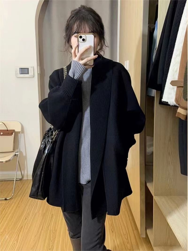 日系韓版寬鬆慵懶風針織開衫秋冬季新款港味復古chic毛衣外套女潮