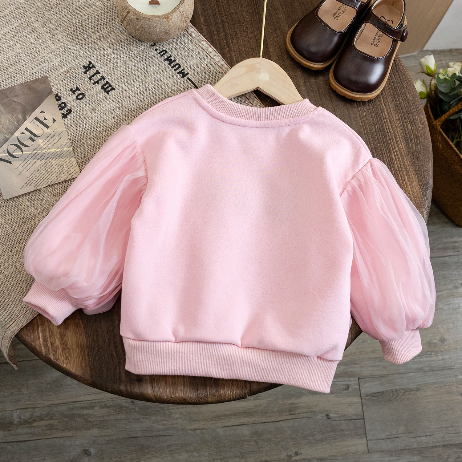 Girls Autumn Clothes Girls Mesh Sweaters  Spring and Autumn New Baby Style Tops Children's Korean Princess Tops