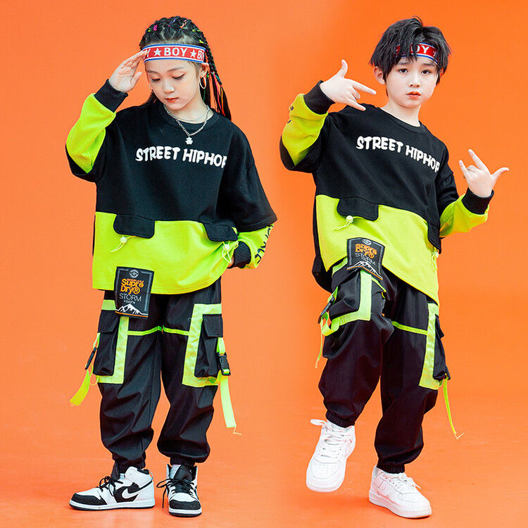 街舞男童套裝少兒嘻哈hiphop酷帥演出服夏兒童jazz爵士舞服裝女童