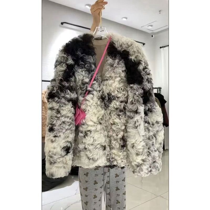 扎染毛毛反季皮草秋裝外套女氣質高級感奶里奶氣富家千金感上衣冬