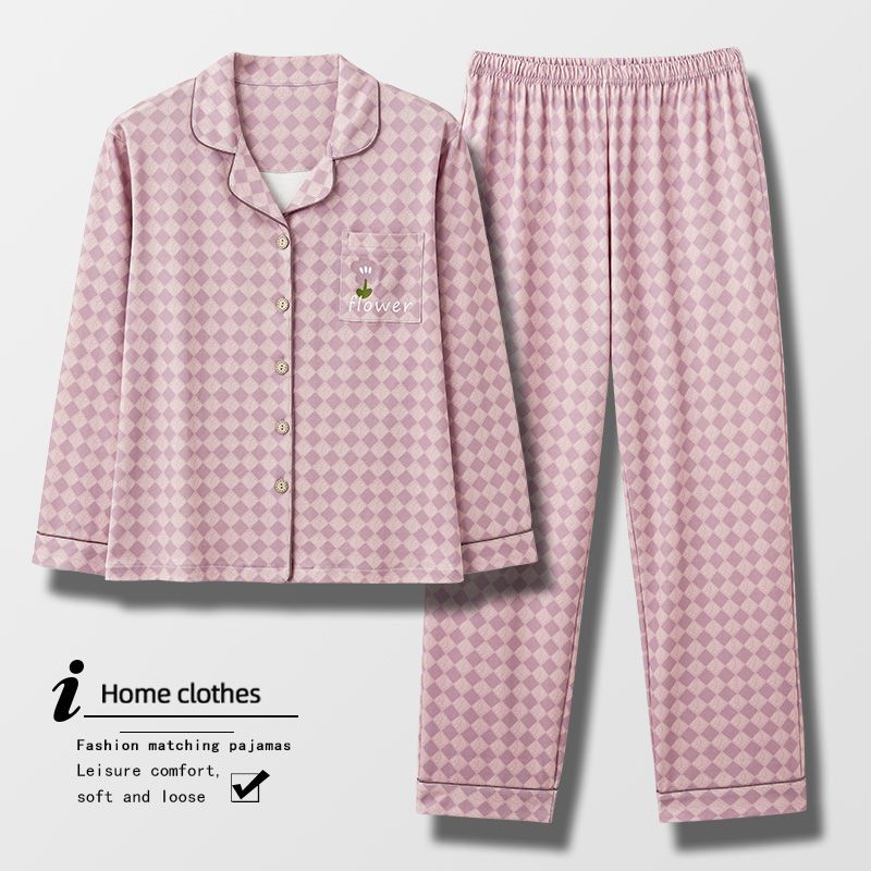 睡衣女春秋季中年女士純棉長袖全棉女款中老年家居服大碼媽媽套裝