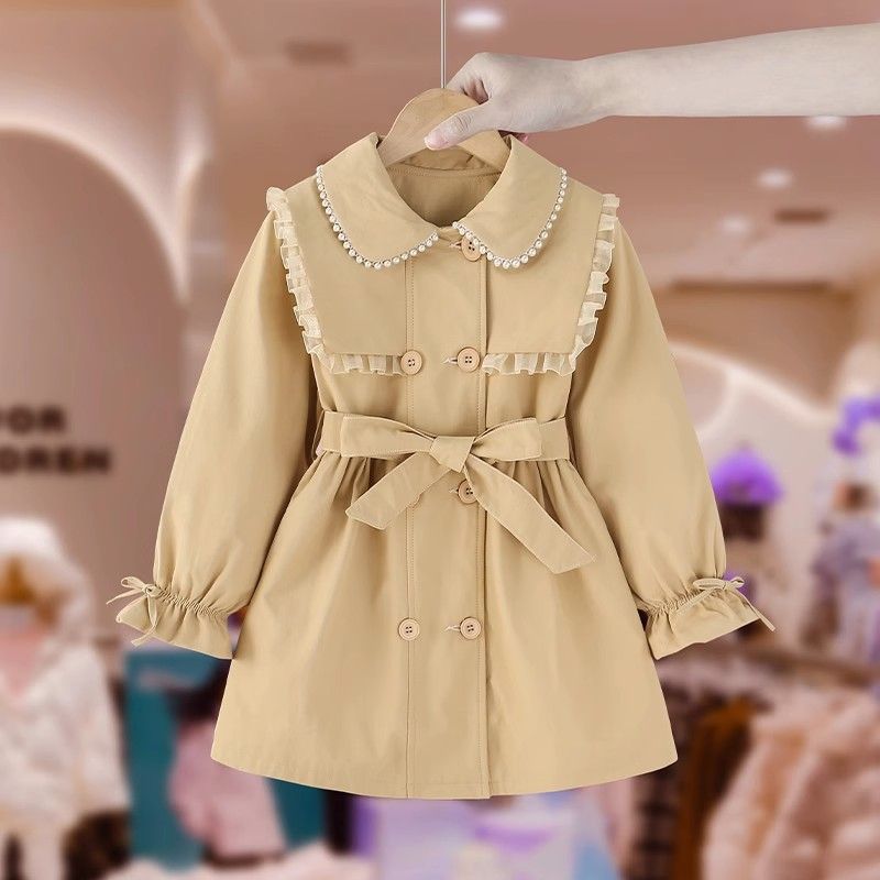 女童英伦风衣外套2023新款小女孩洋气时髦韩版秋装儿童休闲大衣