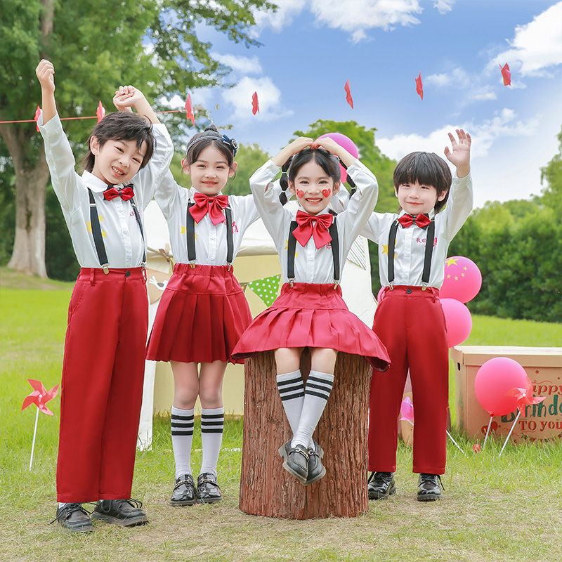 國慶兒童大合唱演出服中小學生合唱團紅星閃閃詩歌朗誦比賽表演服