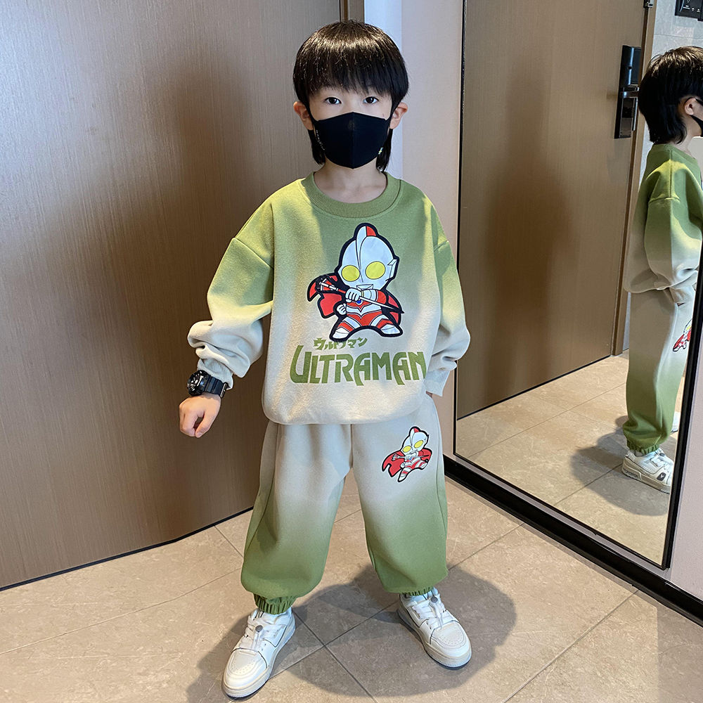 Ultraman Handsome Children's Spring and Autumn Sports Suit Boys' Autumn Clothing Street Casual Korean Style Boys' Fashionable Clothes