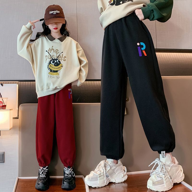 女童褲子2023秋裝新款女孩運動褲洋氣中大兒童長褲外穿春秋款衛褲
