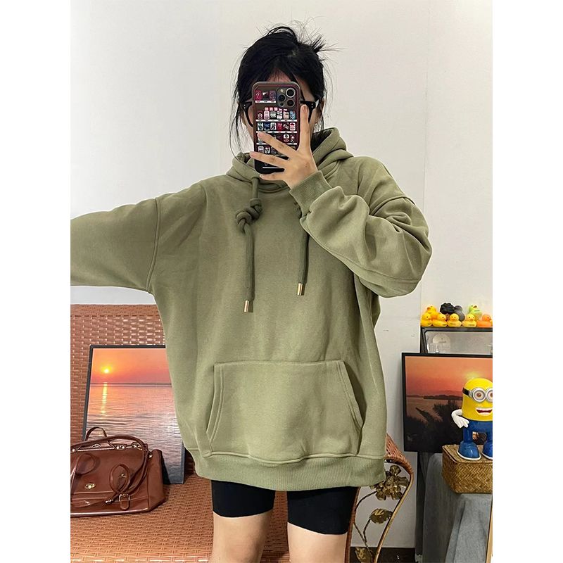 美式復古vintage連帽衛衣女春秋新款高級感抽繩慵懶寬鬆百搭上衣
