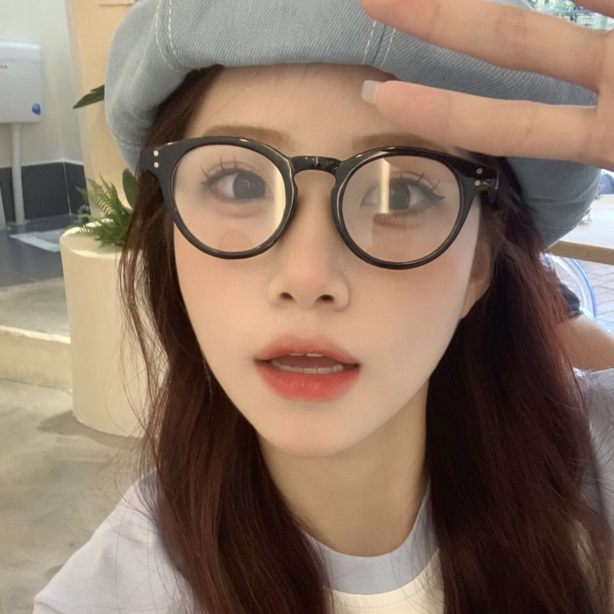 小款黑色近視眼鏡框女小臉可配度數素顏平光防藍光黑框小圓框眼睛