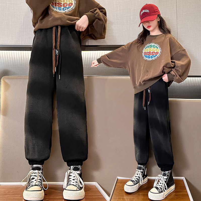 女童運動褲春秋款2023新款秋裝兒童褲子秋季大童洋氣女孩休閒衛褲