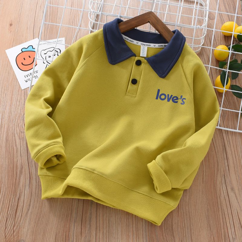 Boys spring and autumn polo shirts and sweatshirts 2023 new style autumn clothes for older children and boys autumn tops trendy