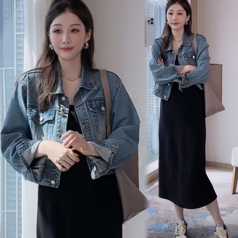 藍海奕諾歐貨牛仔短外套女港風設計感2023秋季新款小個子休閒上衣