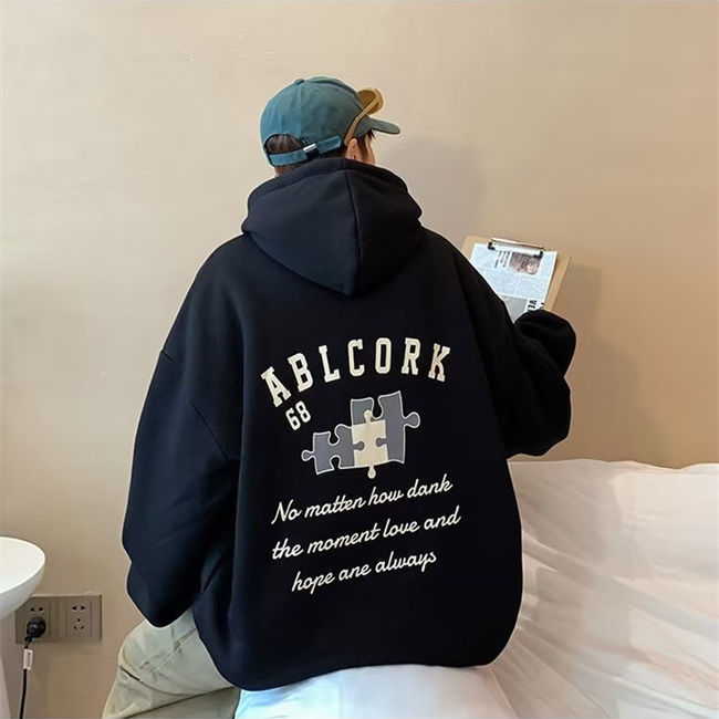 美式復古連帽衛衣男秋冬季高街潮牌潮流oversize百搭休閒外套國潮