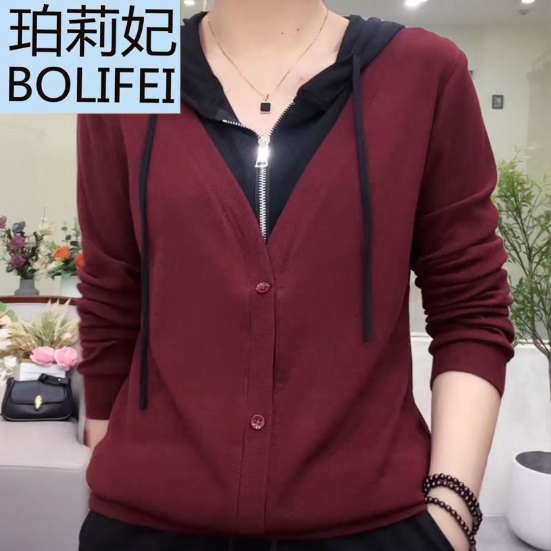 高檔女裝秋季新款連帽衛衣女假兩件拉鏈長袖時尚休閒百搭顯瘦上衣