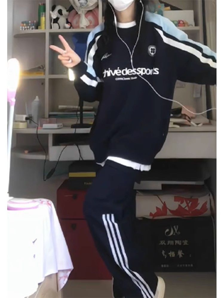 國潮字母印花連帽衛衣女寬鬆早秋系overisze美式潮牌薄款上衣外套